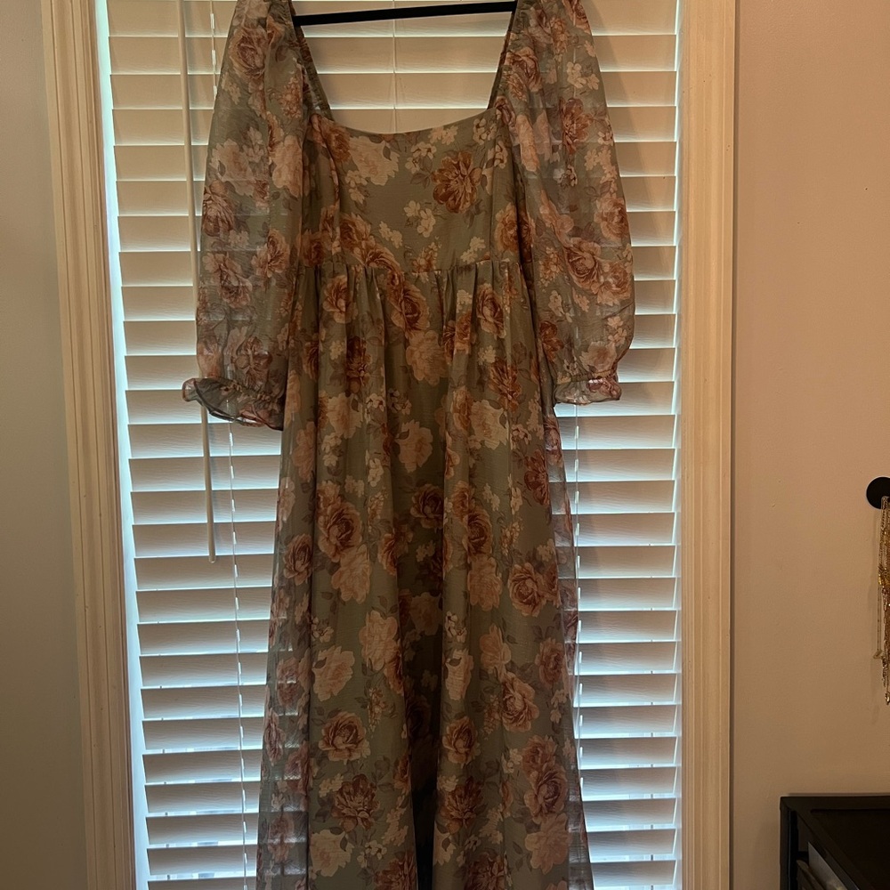 ARULA Pink and Orange Long Sleeve Sundress